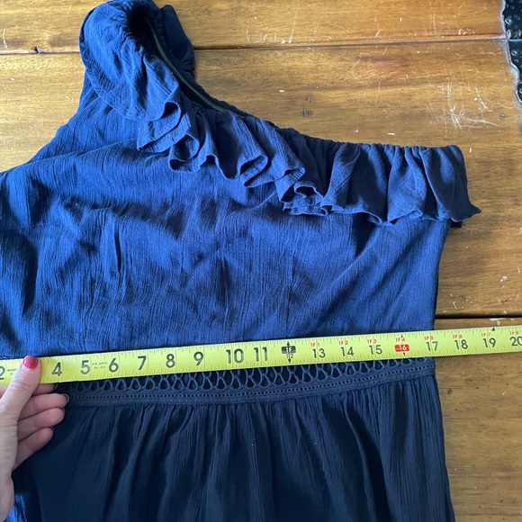 New NWT Talbots One Shoulder Ruffled Midi Dress Blue Size 14 - Picture 4 of 9